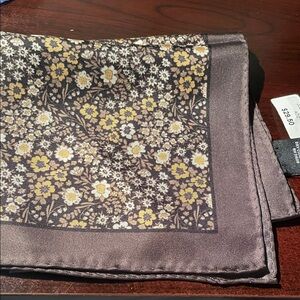 100% silk Jos. A. Bank Brown and Yellow Floral Silk Pocket Square